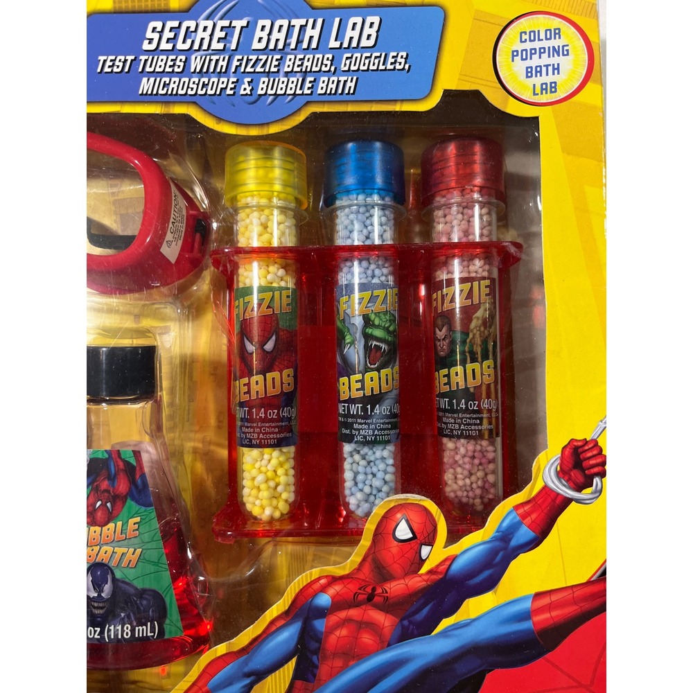 Marvel Spider-Man 2011 Secret Bath Lab Bubble Bath Fizzy Goggles Microscope Kit - Picture 2 of 12